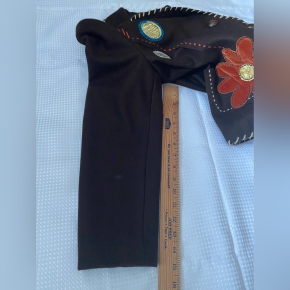 Script Brown Floral Women’s Embroidery Blazer, Wool blend Size 12, vintage - Picture 7 of 12